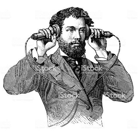 Making a call on antique telephone - Royalty-free Engraved Image stock illustration | Free ...