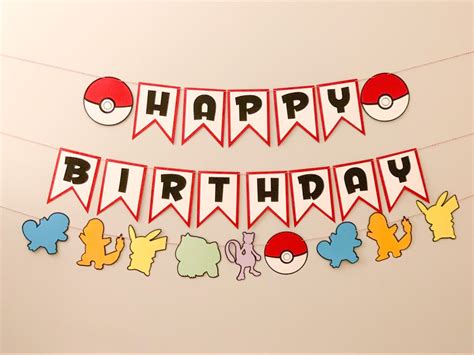 Happy Birthday Pokemon Banner Birthday Party Decoration Banner - Etsy | Happy birthday pokemon ...