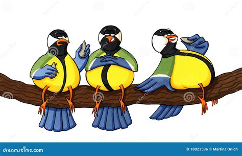 Three Overweight Birds Eating Seeds Royalty Free Stock Image - Image ...