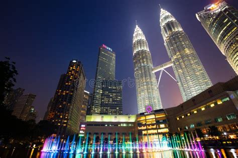 Malaysia City Skyline at Night Editorial Photography - Image of lights ...