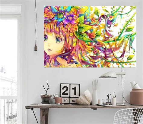 3D Flower Season Girl 2452 Anime Wall Stickers - YY Anime | Wall ...