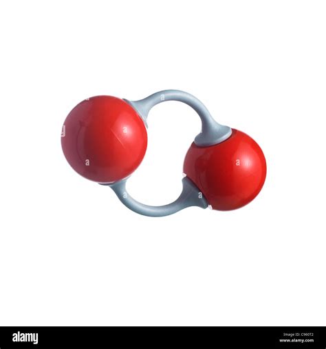 Oxygen molecule. Atoms are represented as spheres and are colour-coded: oxygen (red Stock Photo ...