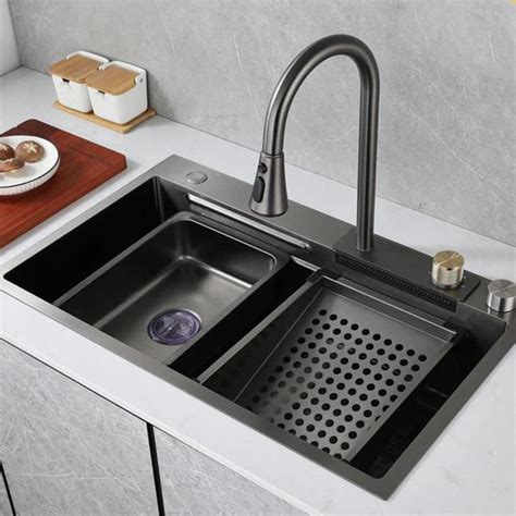 Buy BLIOTE New Stainless Steel Waterfall Kitchen Sink 30"x 18" Kitchen Sink Workstation Ledge ...