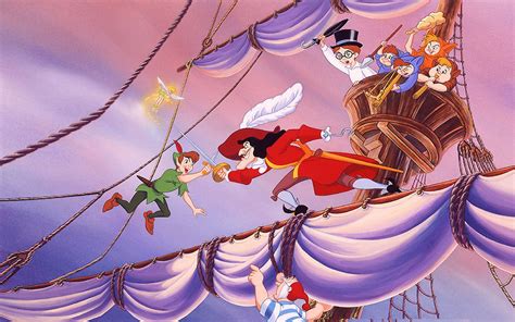 Peter Pan And Captain Hook Fighter Fencing Pirate Ship Cartoon Walt Disney Picture 1920x1200 ...