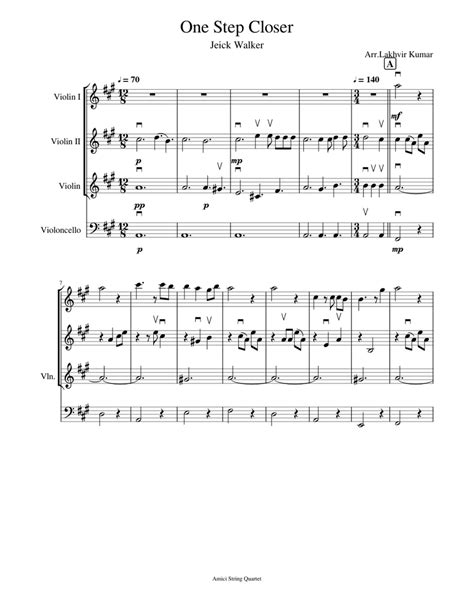 One Step Closer Sheet music for Violin, Cello (String Quartet) | Musescore.com