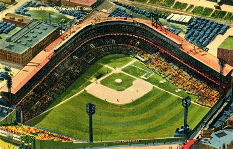 an aerial view of a baseball field and stadium