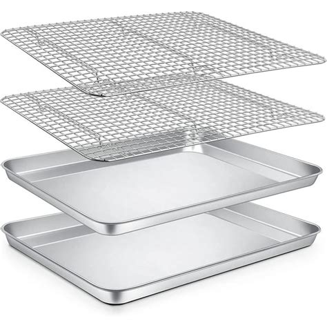 VeSteel Stainless Steel 16x12 Inch Baking Sheets and Cooling Racks for Oven Baking - Walmart.com