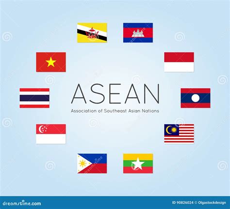 Vector AEC Asean Economic Community Flags ASEAN Association Of ...