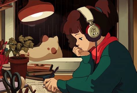 Anime Girl Doing Homework — Cookie banner
