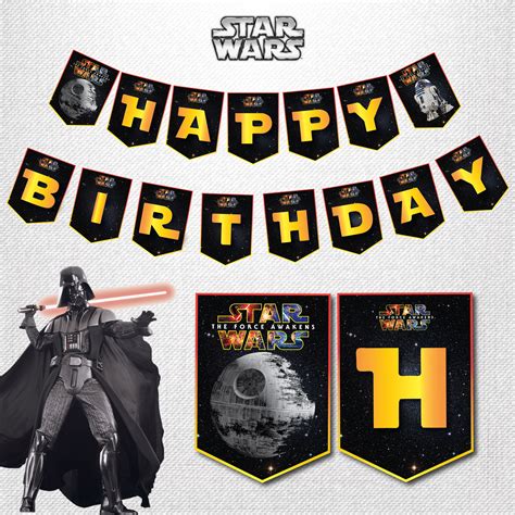 Star Wars Birthday Banner, Star Wars Banner, Star Wars Birthday Party ...