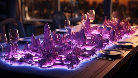 Premium AI Image | Table setting in a restaurant with purple glassware and cutlery