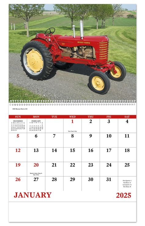 2025 Classic Tractor (Spiral) Calendar | 11" X 19" Imprinted Spiral Bound; Drop Ad Imprint Calendars