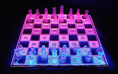 This Unique Acrylic Chess Set Lights Up with Colors