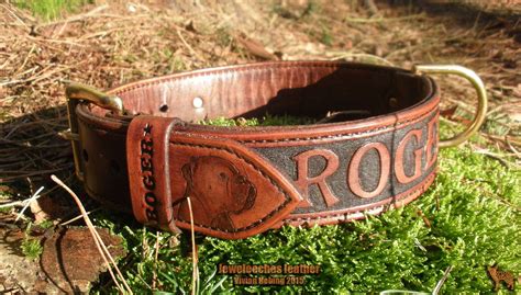 My handmade leather dog collar of natural tanned leather by Jeweleeches ...