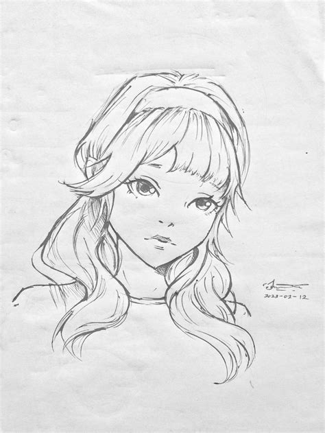 Pen drawing of anime girl ,b&w Anime Girl Drawings, Instagram Aesthetic ...