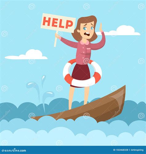 Businesswoman On A Sinking Ship, Paper Boat. Symbol Of Bankruptcy ...