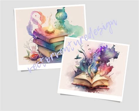 Watercolor Magical Books Clip Art 10 JPG Files Instant - Etsy