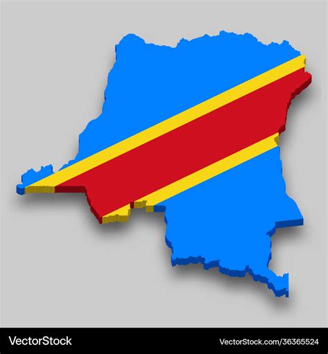 3d isometric map dr congo with national flag Vector Image