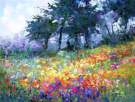 Colorful Meadow of Wildflowers by Leon Devenice, 2022 | Painting | Artsper