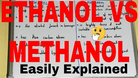 Ethanol vs Methanol|Difference between ethanol and methanol|Ethanol and methanol difference ...