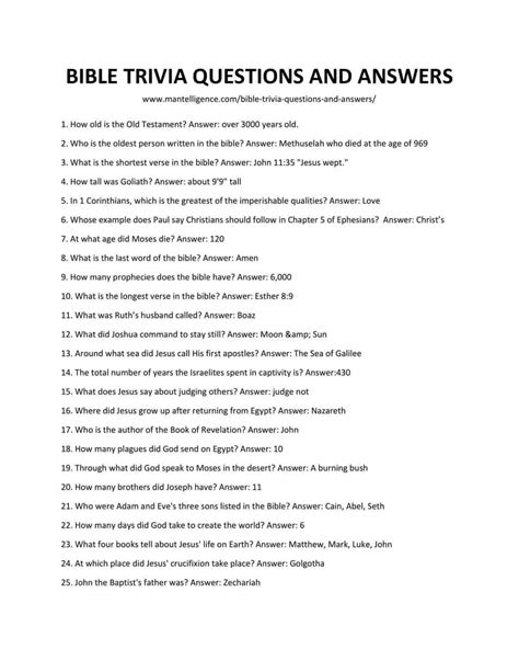 Bible Trivia Questions & Answers