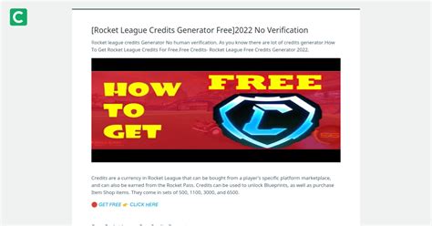 [Rocket League Credits Generator Free]2022 No Verification | CakeResume