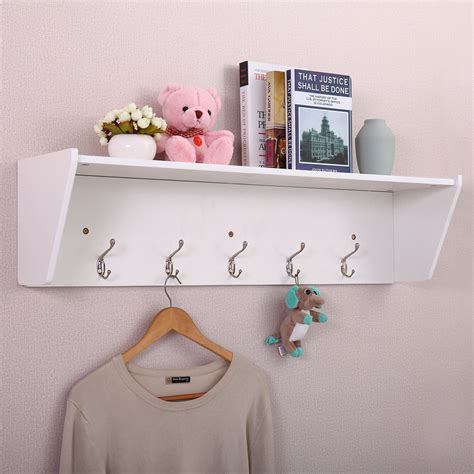 Veryke 37" Wall Shelf with Hooks, Wall Shelves and Ledges, Wall Mount ...