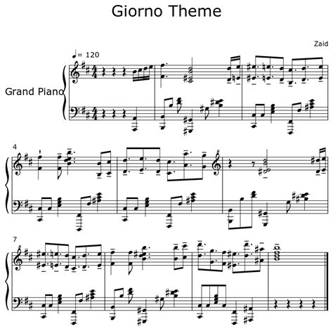 Giorno Theme - Sheet music for Piano