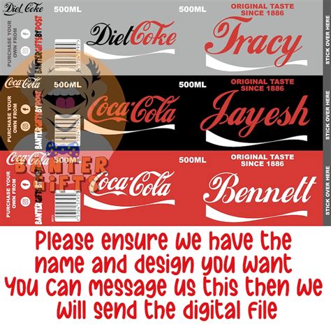 PRINTABLE downloadable Personalised coca cola bottle label | Etsy