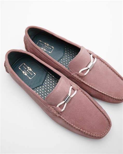 Lyst - Ted Baker Braided Trim Suede Driving Loafers in Pink for Men