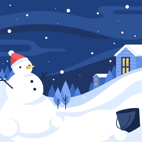 Snowman Standing Alone in Snowy Night 14418478 Vector Art at Vecteezy