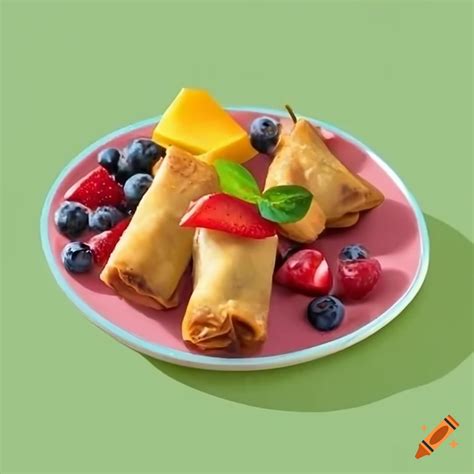 Fruit lumpia dessert with various flavors on Craiyon