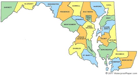 Printable Maryland Maps | State Outline, County, Cities