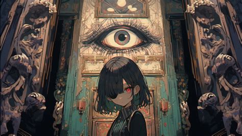 Wallpaper girl, eye-patch, eye, door, anime hd, picture, image