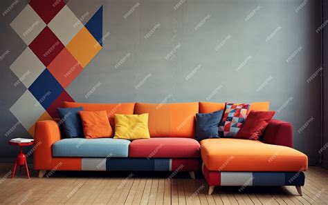 Premium Photo | The Cozy Corner Couch with Geometric Patterns Generative AI