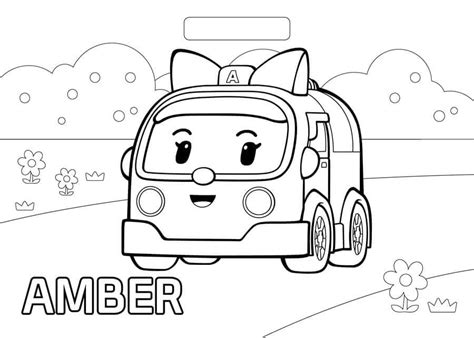 Robocar Poli Amber Coloring Page - Free Printable Coloring Pages for Kids