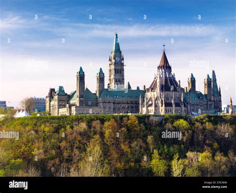 The Parliament Building in Ottawa, Ontario, Canada springtime scenic ...