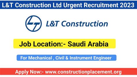 Larsen And Toubro Limited Hiring 2023 | For Saudi Arabia Location | For ...