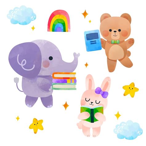 Free Vector | Childlike animals illustration