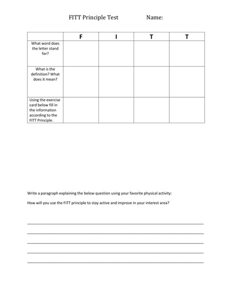 FITT Principle Test Name: