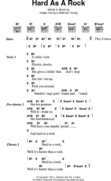Hard As A Rock - Guitar Chords/Lyrics | zZounds