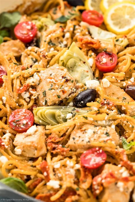 Mediterranean Pasta Recipe with Chicken - No Spoon Necessary