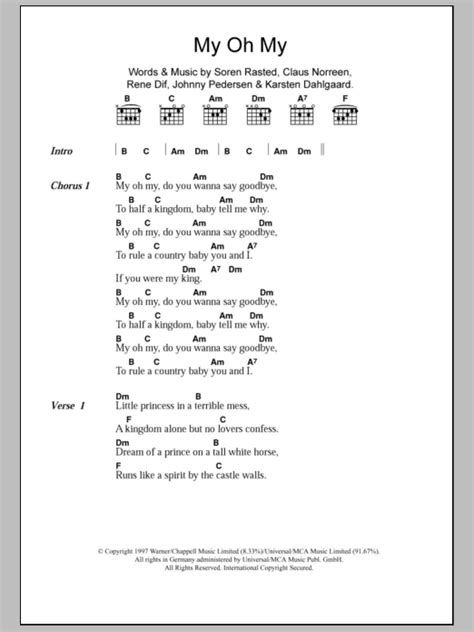 My Oh My by Aqua - Guitar Chords/Lyrics - Guitar Instructor