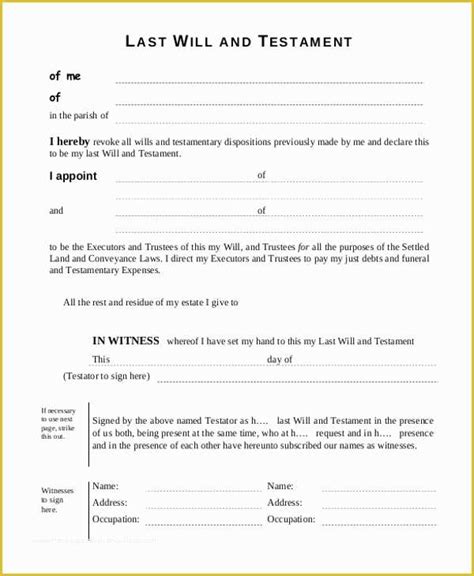 Last Will Templates Free Printable Of Free Printable Last Will and ...