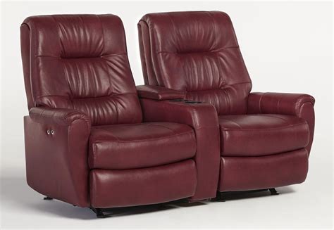 Felicia Small-Scale Reclining Space Saver Loveseat with Drink and Storage Console by Best Hom ...