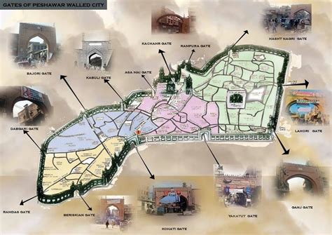 -Old Map of Walled city Peshawar showing the gates with Pictures. | Download Scientific Diagram