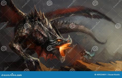 Knight Fighting Dragon Stock Illustration - Image: 40933469