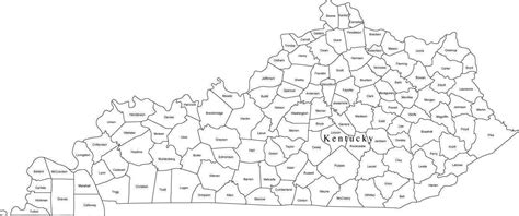 Black & White Kentucky Digital Map with Counties