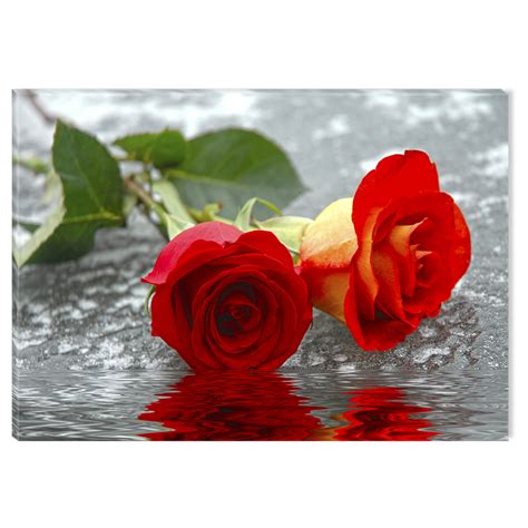 Startonight Canvas Wall Art Red Roses on the Water USA Design for Home Decor, Illuminated ...