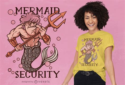 Mermaid Man Trident T-shirt Design Vector Download